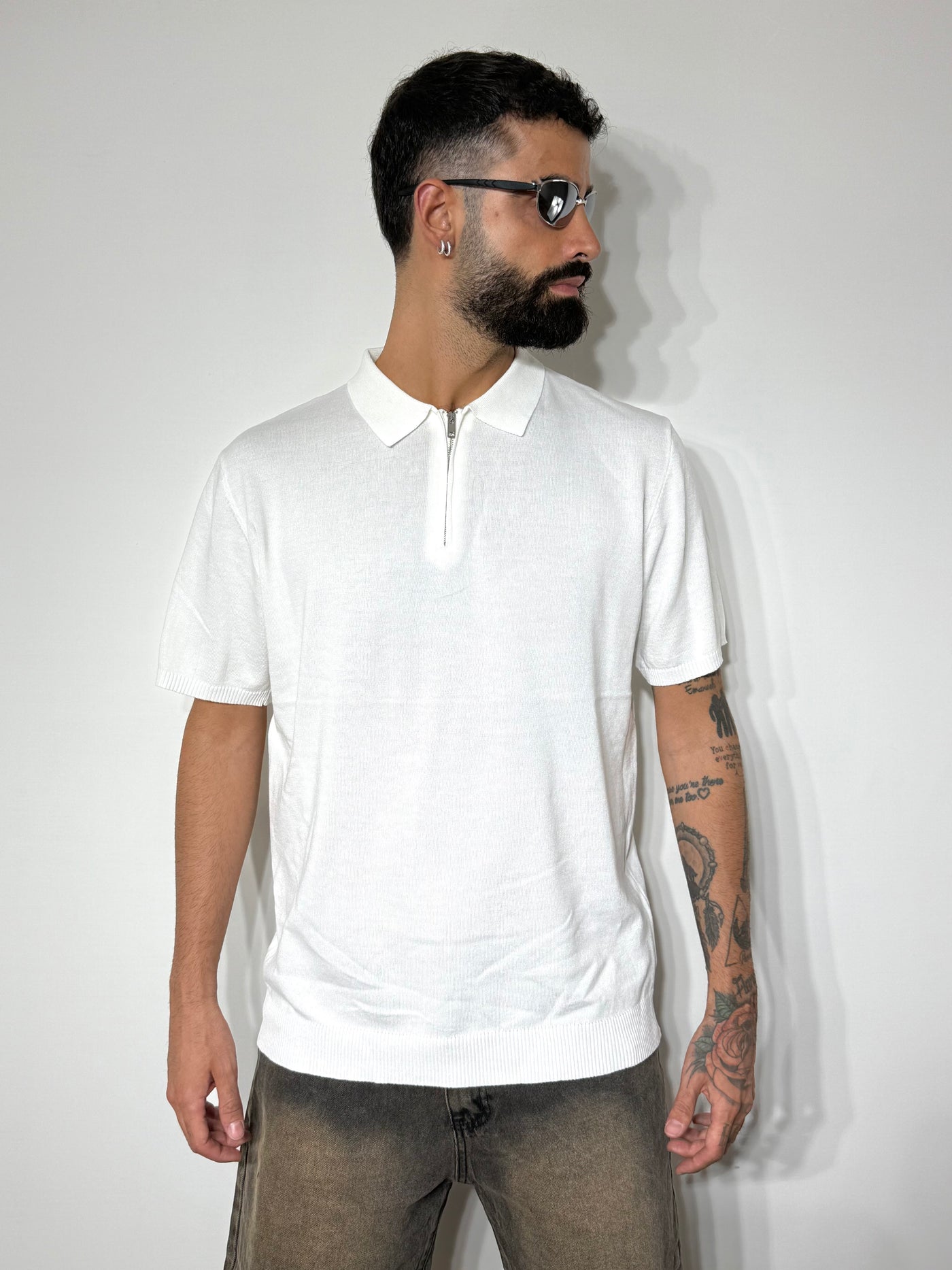POLO ZIP WHITE